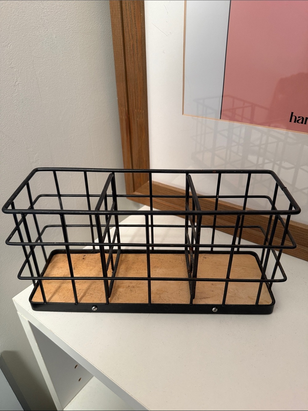 Black Metal Wire Desk Organizer with 3 Compartments